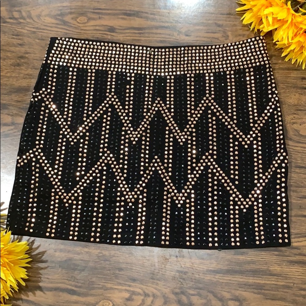 Gold and Black Studded Mini Skirt (NWOT)